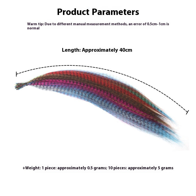 Feather Wig Colored Chemical Fiber Stripes 13 Colors