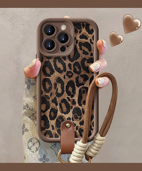 Leopard Print Lanyard For 16 Phone Case