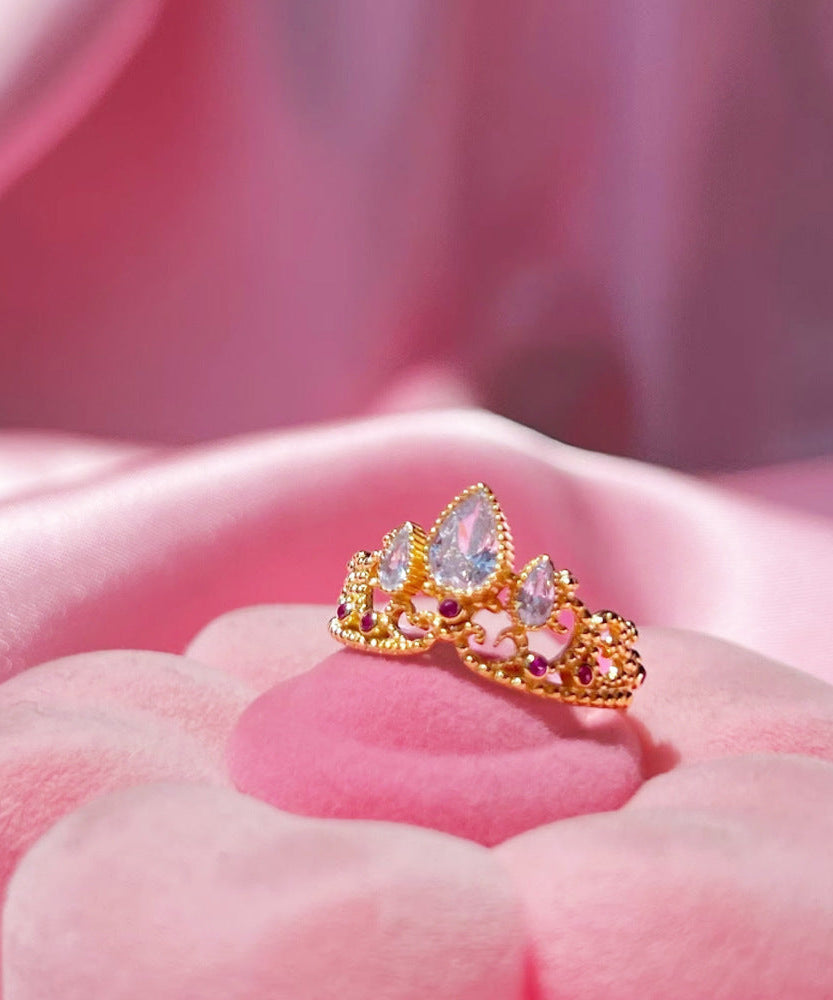 European And American Fashion Rhinestone Zircon Crown Ring