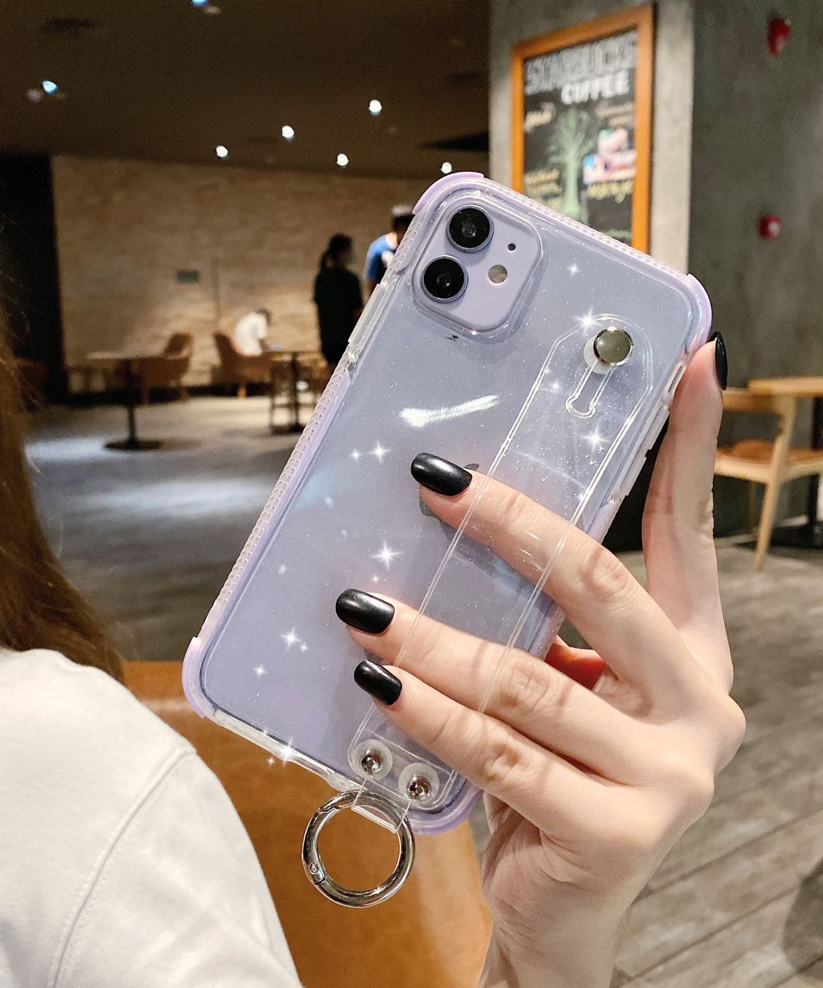 Compatible with Apple , Transparent flash powder anti falling mobile phone case