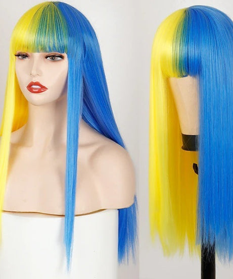 Cosplay Festival Wig Double Color Matching Head Straight Bangs