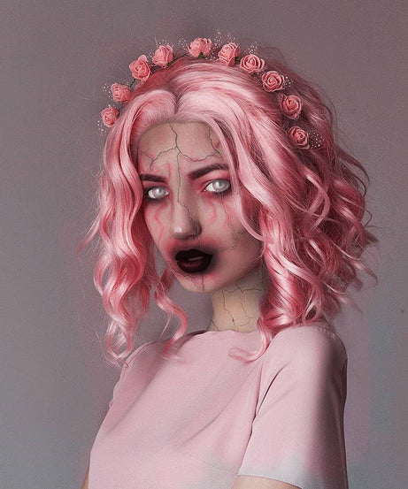 Pink curly hair