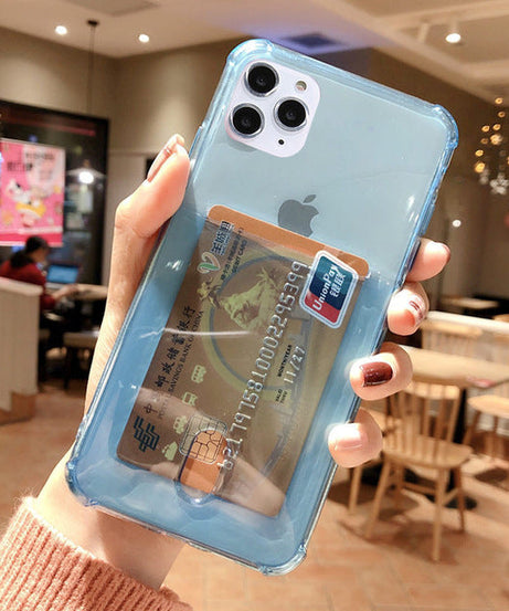 Compatible with Apple , Transparent card holder phone case