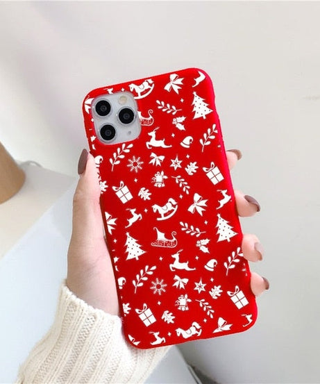 Christmas red cartoon frosted painted phone case