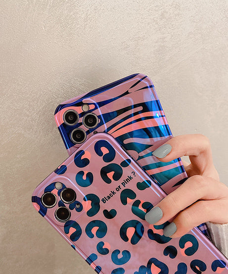 Compatible with Apple , Blue Edge Leopard Print Zebra Print Phone Case