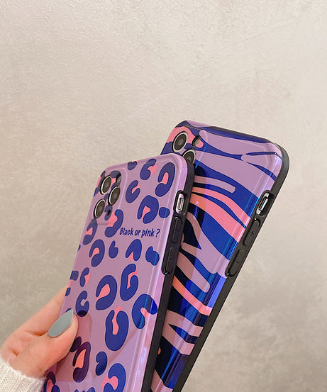 Compatible with Apple , Blue Edge Leopard Print Zebra Print Phone Case