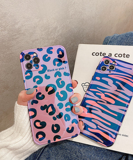 Compatible with Apple , Blue Edge Leopard Print Zebra Print Phone Case