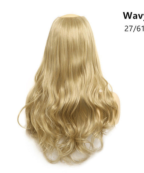 Wavy U Part Wigs for Women Clip in Hair Extension Invisible Half False Synthetic Wig Long Blonde Black Natural Hairpieces