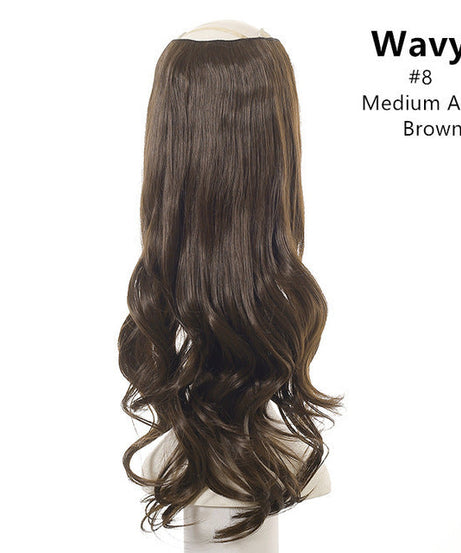 Wavy U Part Wigs for Women Clip in Hair Extension Invisible Half False Synthetic Wig Long Blonde Black Natural Hairpieces