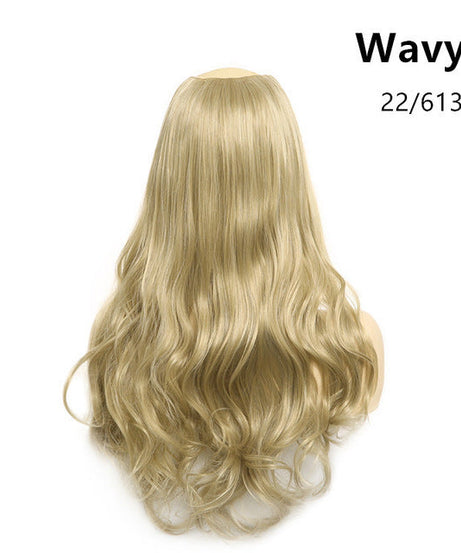 Wavy U Part Wigs for Women Clip in Hair Extension Invisible Half False Synthetic Wig Long Blonde Black Natural Hairpieces