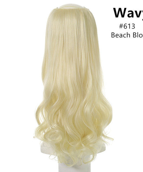 Wavy U Part Wigs for Women Clip in Hair Extension Invisible Half False Synthetic Wig Long Blonde Black Natural Hairpieces