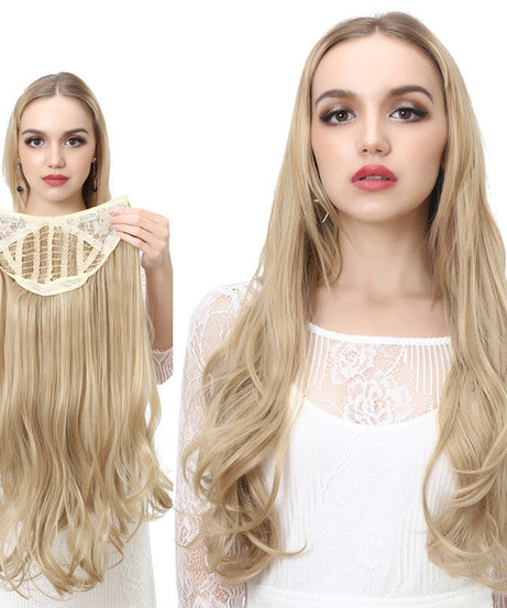 Wavy U Part Wigs for Women Clip in Hair Extension Invisible Half False Synthetic Wig Long Blonde Black Natural Hairpieces