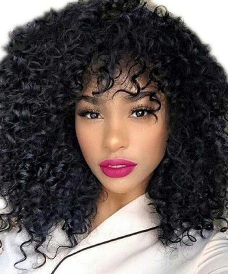 Manufacturers Supply European And American Wigs, African Short Curly Hair Female Wigs, Fluffy Small Curly Bangs, Long Curly Hair Wigs, Wigs