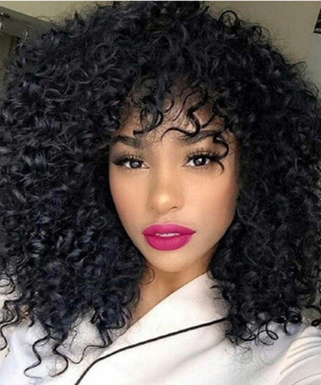 Manufacturers Supply European And American Wigs, African Short Curly Hair Female Wigs, Fluffy Small Curly Bangs, Long Curly Hair Wigs, Wigs
