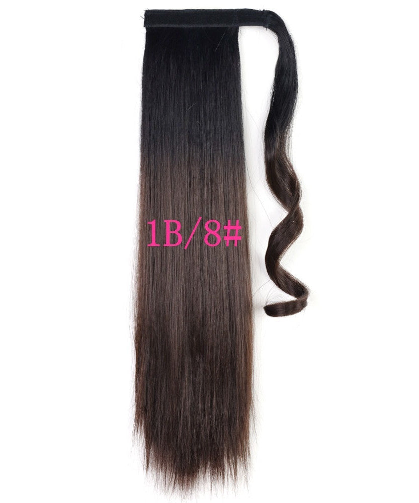 Long Straight Wrap Around Clip In Ponytail Hair Extension Heat Resistant Synthetic Tail Fake Hair