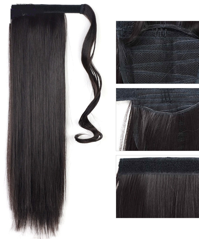 Long Straight Wrap Around Clip In Ponytail Hair Extension Heat Resistant Synthetic Tail Fake Hair