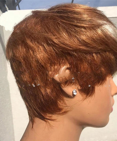 Short Hair Wigs, Brown Highlights, Golden Hair