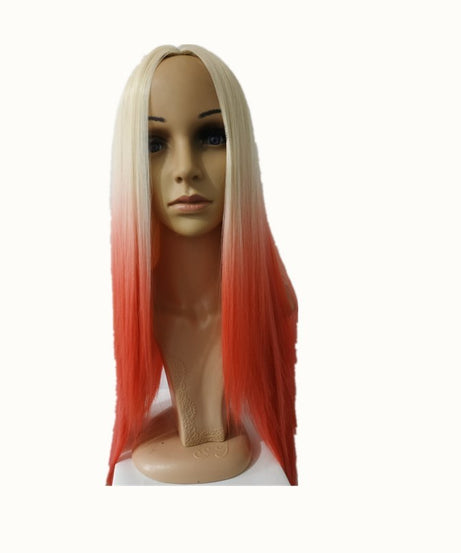 Popular Style White Dyed Big Red Mid-length Straight Hair
