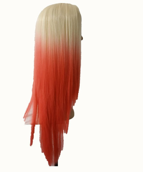 Popular Style White Dyed Big Red Mid-length Straight Hair
