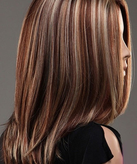 Wigs Are Divided Into Medium And Long Hair, Linen Brown Highlights And Mixed Colors