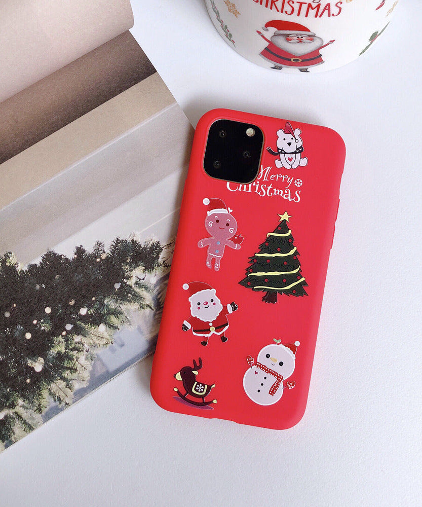 Christmas red cartoon frosted painted phone case