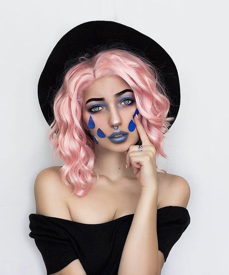 Pink curly hair