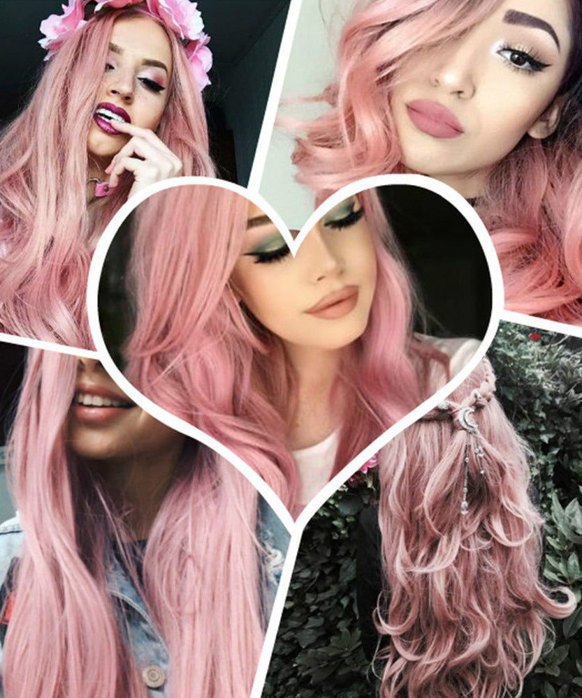Women Blonde Ombre Hair Black Root Long Curly Wigs