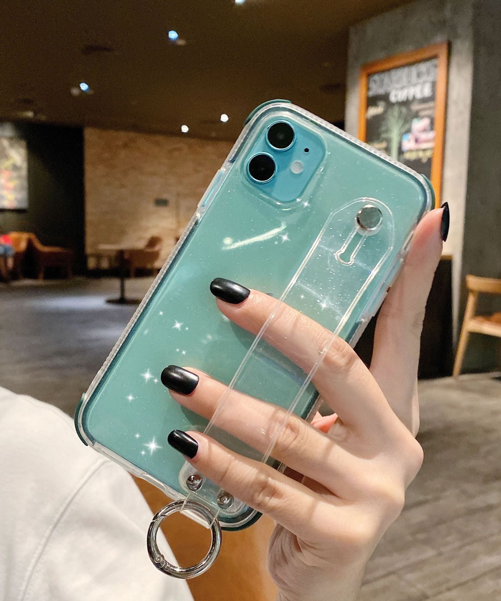 Compatible with Apple , Transparent flash powder anti falling mobile phone case