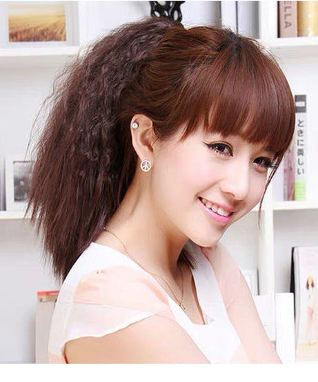 Short Curly Hair Invisible Velcro Fluffy Corn Perm Mustache Ponytail African Pigtail