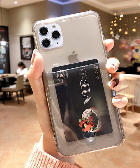 Compatible with Apple , Transparent card holder phone case
