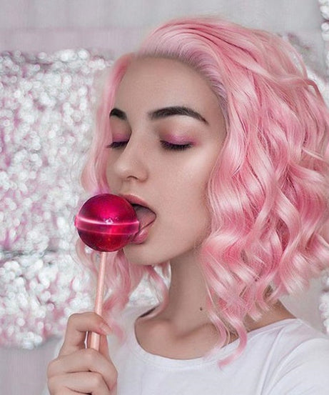 Pink curly hair