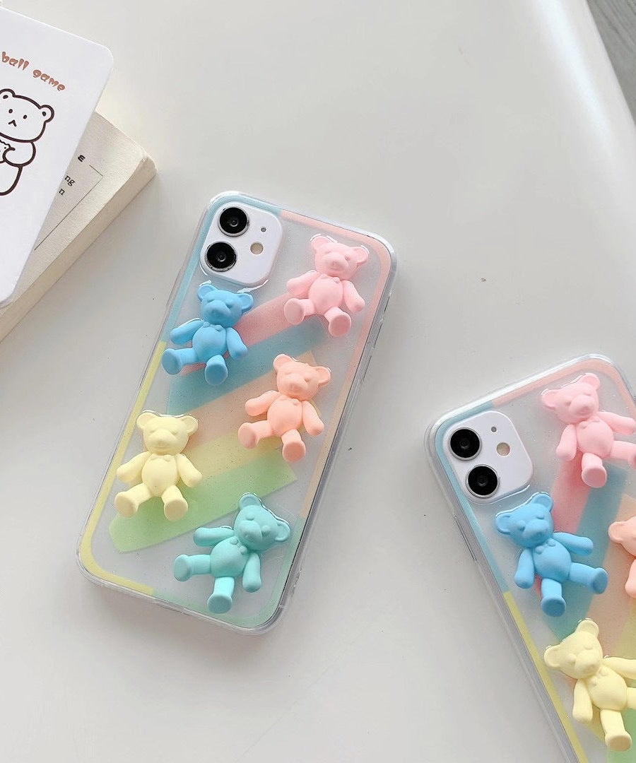 Compatible with Apple , Macaron color bear phone case