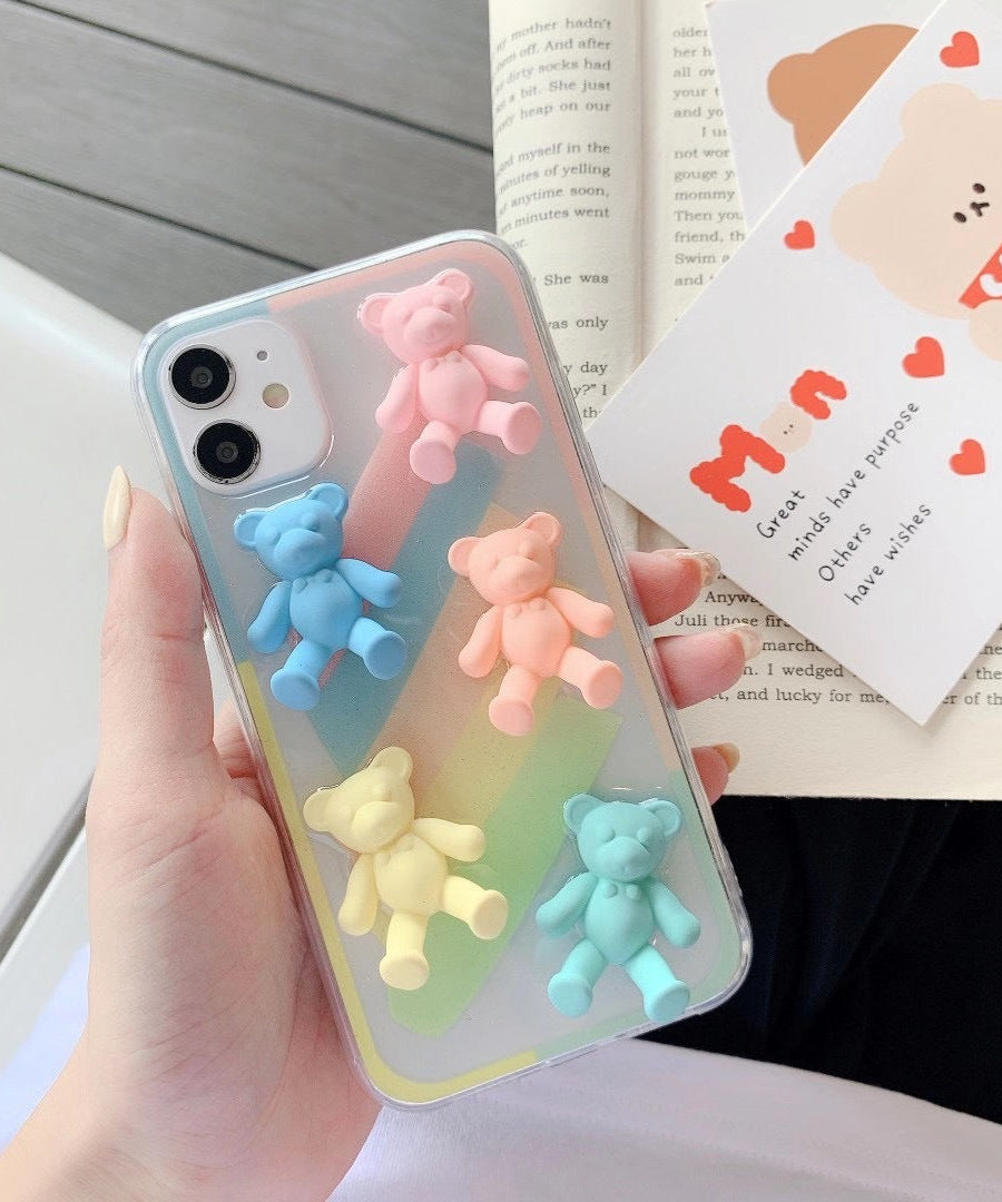 Compatible with Apple , Macaron color bear phone case