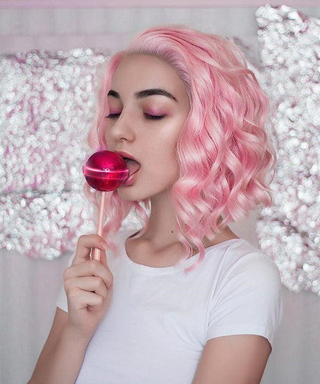 Pink curly hair