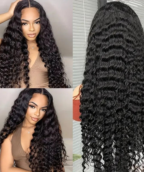 Long Curly Hair With Headgear Natural Color Full Real Hair Turban Wig Cover