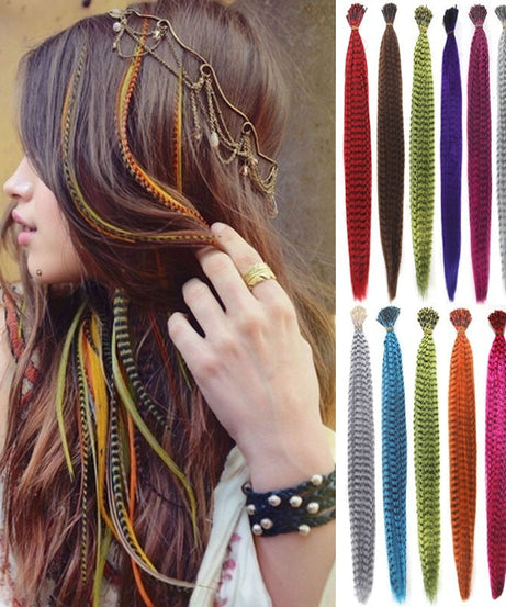 Feather Wig Colored Chemical Fiber Stripes 13 Colors