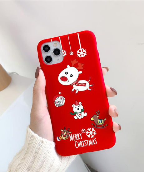 Christmas red cartoon frosted painted phone case