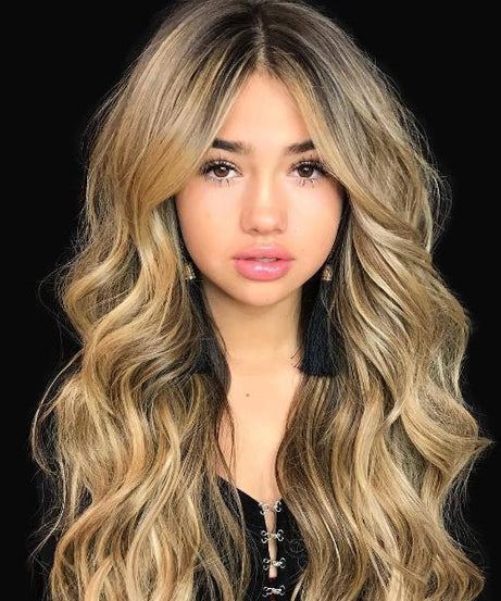 Women's Mixed Color Mid-length Synthetic Wigs Rose Net Wig