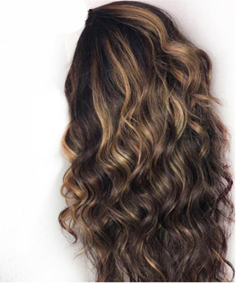 Wig Medium Dyed Gradient Gold Long Roll Synthetic Wigs