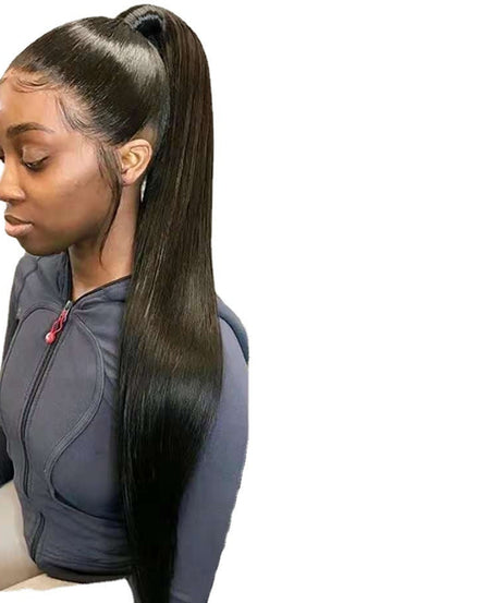 Mid-length Straight Hair Hand-woven Front Lace Synthetic Wigs