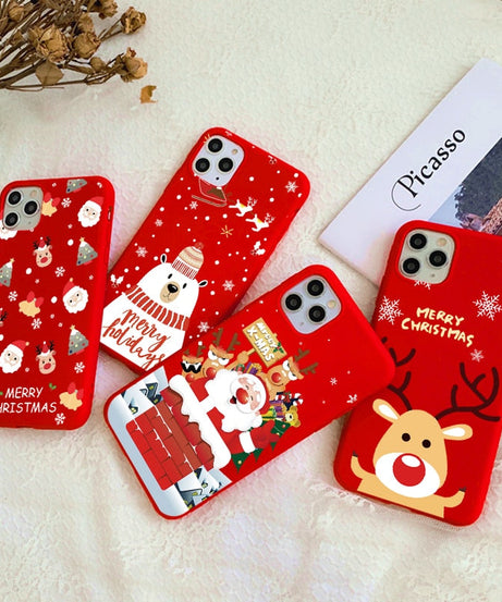 Christmas red cartoon frosted painted phone case