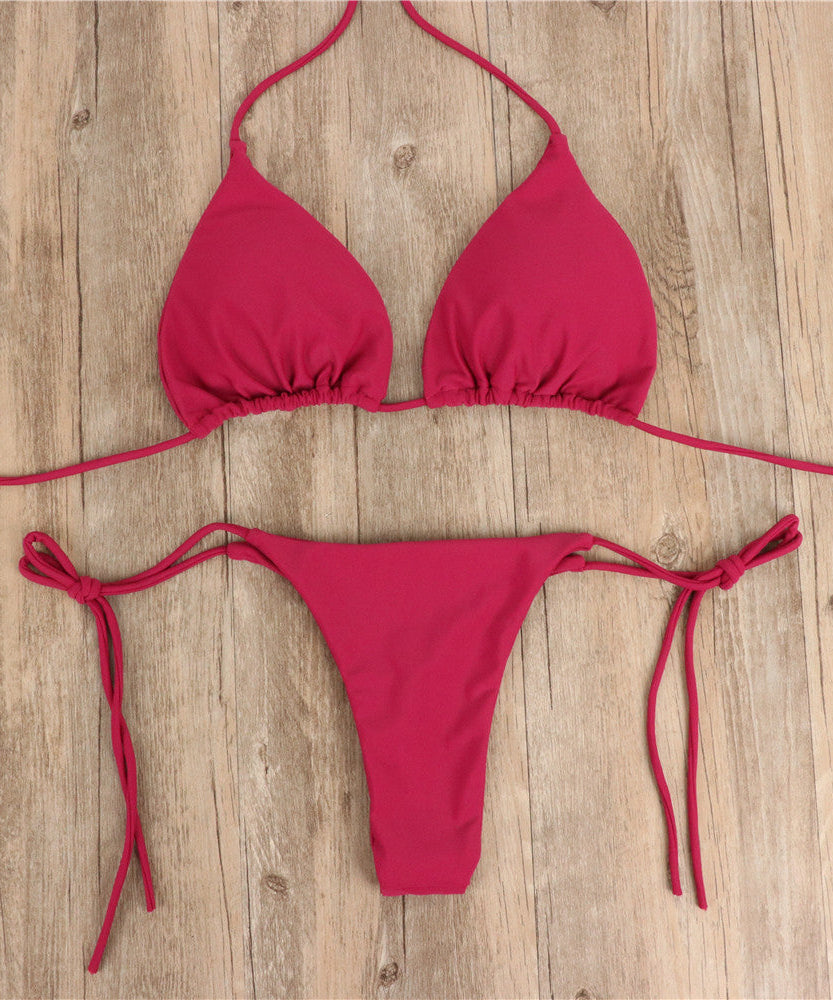 Halterneck Lace-up Bikini