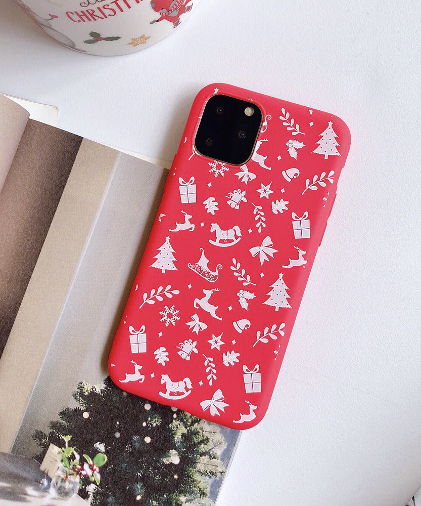 Christmas red cartoon frosted painted phone case