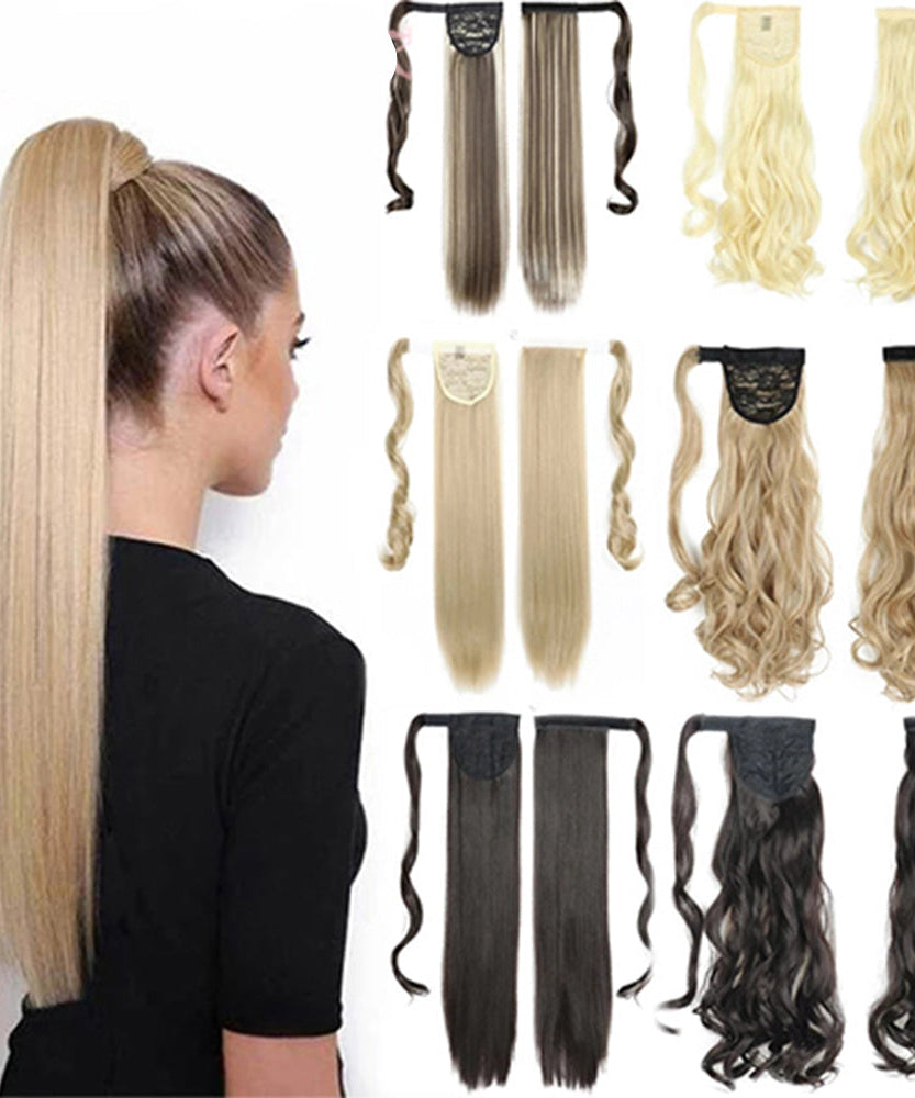 Long Straight Wrap Around Clip In Ponytail Hair Extension Heat Resistant Synthetic Tail Fake Hair
