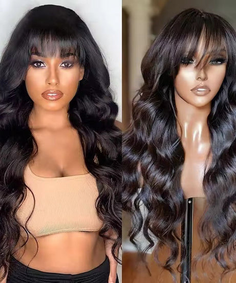 Wig Female Long Curly Hair Big Wave Air Bangs Simulation Whole Head Cover