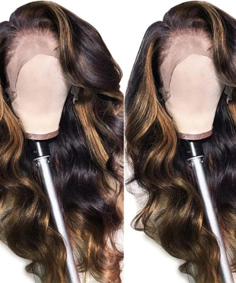 Wig Medium Dyed Gradient Gold Long Roll Synthetic Wigs