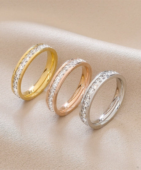 INS Rings Titanium Steel Couple Single And Double Row Diamond Ring