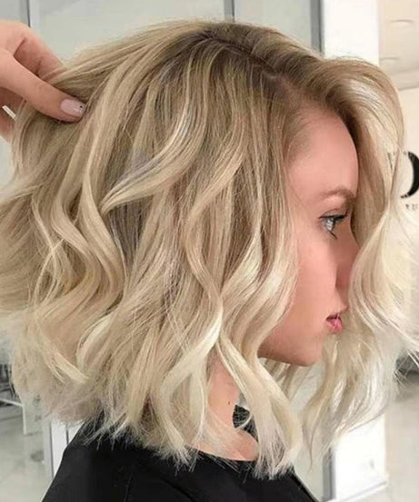 Women's Short Curly Hair Brown Mixed Gold Synthetic Wigs