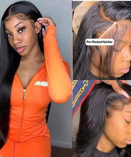 Mid-length Straight Hair Hand-woven Front Lace Synthetic Wigs