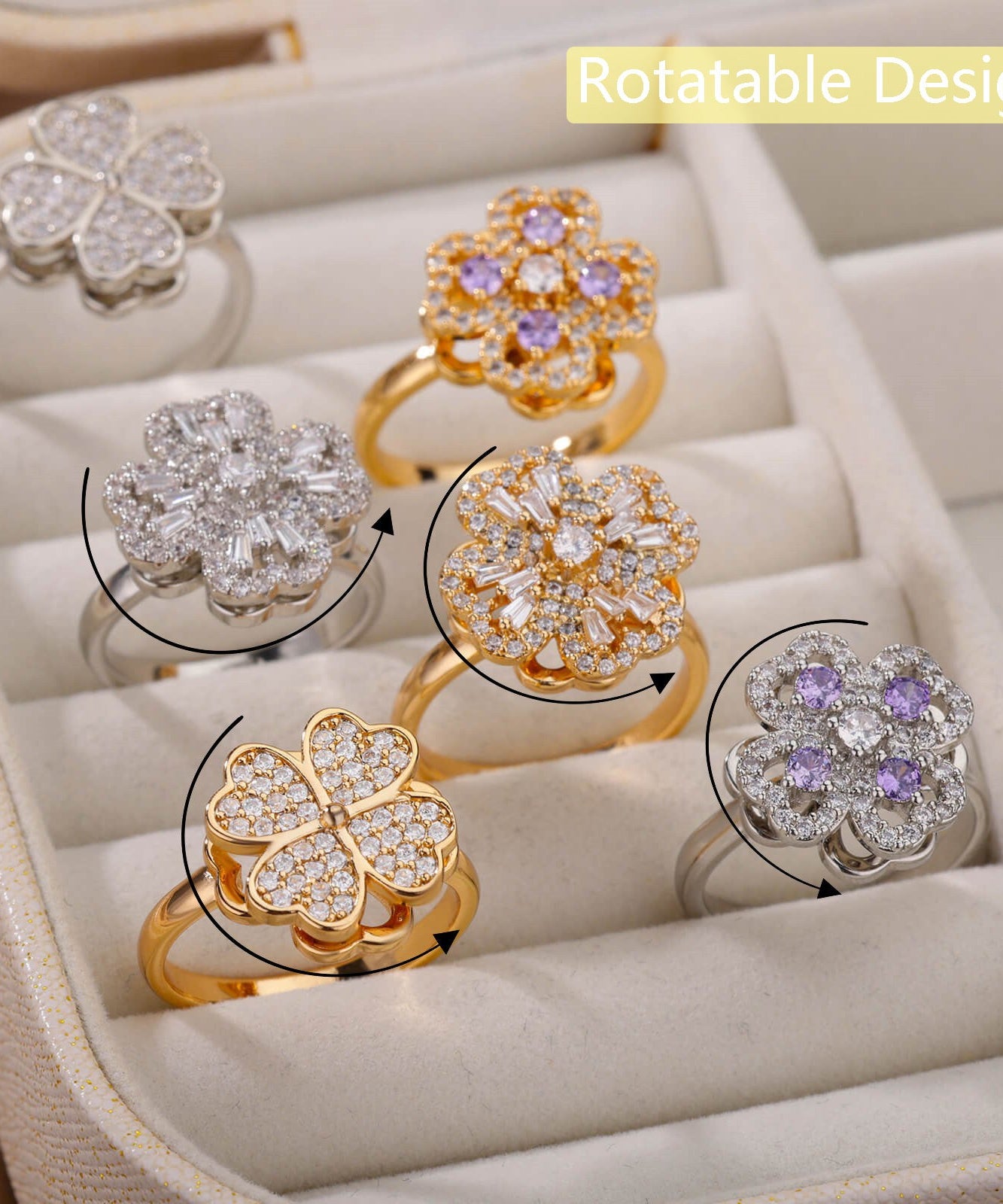 Rotatable Flower Rings
